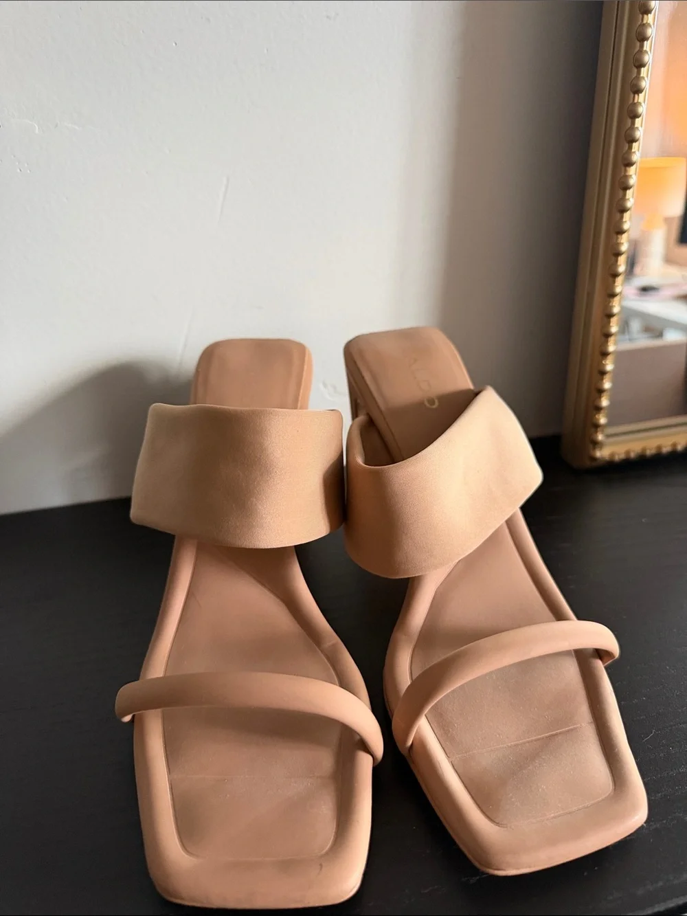 Aldo Nude Square-Toe Block Heel